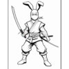 A cartoon-style ninja character with rabbit ears wielding a sword, wearing a traditional ninja outfit and a mask, standing in a combat-ready pose against a plain background.