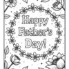 A black and white coloring page featuring the words 