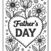 A black and white illustration for Father's Day featuring a heart shape with the text 