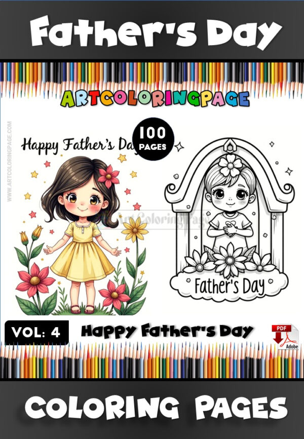 Happy Fathers Day Coloring Page VOL 4 100 Designs!