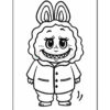 A cartoon character with curly hair, bunny ears, and a wide smile, wearing a button-up jacket and standing with a playful pose.