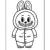 A cartoon character with rabbit ears, wearing a fluffy hooded jacket and a mischievous grin, standing upright with a cheerful expression.