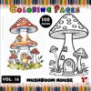 Magical Mushroom Coloring Sheet 100 Pages Instant PDF Download Vol 16