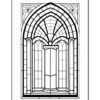 Stained glass window design featuring intricate arches and geometric patterns.