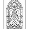 Stained glass window design featuring an intricate geometric pattern with floral elements.