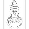 A cartoon-style turkey wearing a Santa hat, with a decorative collar, set against a plain background.