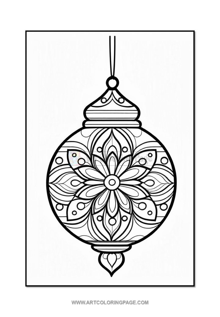 Intricate black and white mandala-style ornament featuring floral patterns and decorative elements. Designed for coloring.