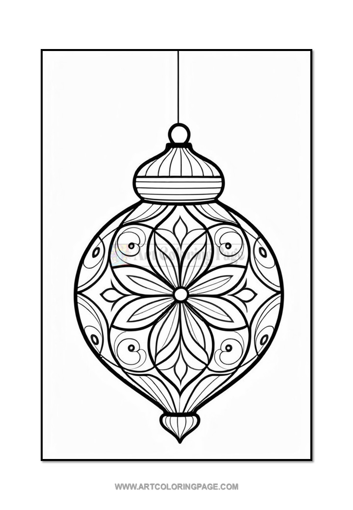 Intricate black and white ornament design featuring floral patterns and decorative swirls.
