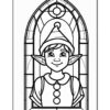 A smiling elf character with pointed ears and a festive hat inside a decorative window frame.