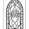 Stained glass design featuring a smiling Santa Claus with a prominent beard and hat, surrounded by decorative patterns.